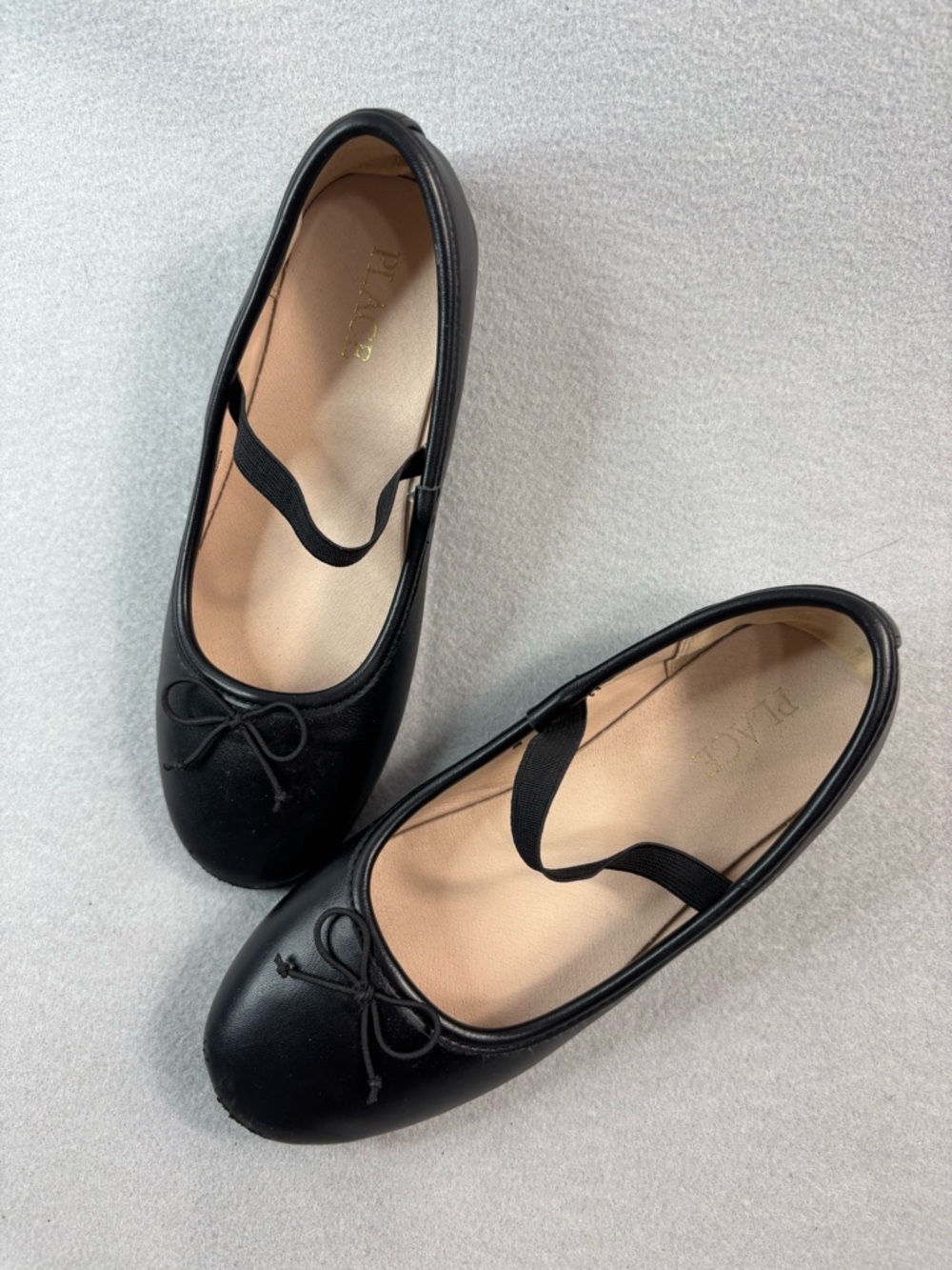 Place 2 Girls Black Ballet Flats with Elastic Cross Strap